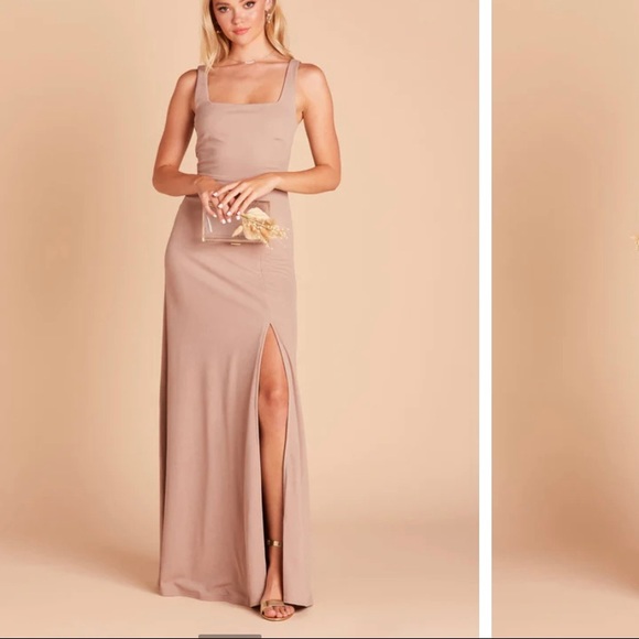 Taupe Maxi Bridesmaid Dress - Picture 3 of 3